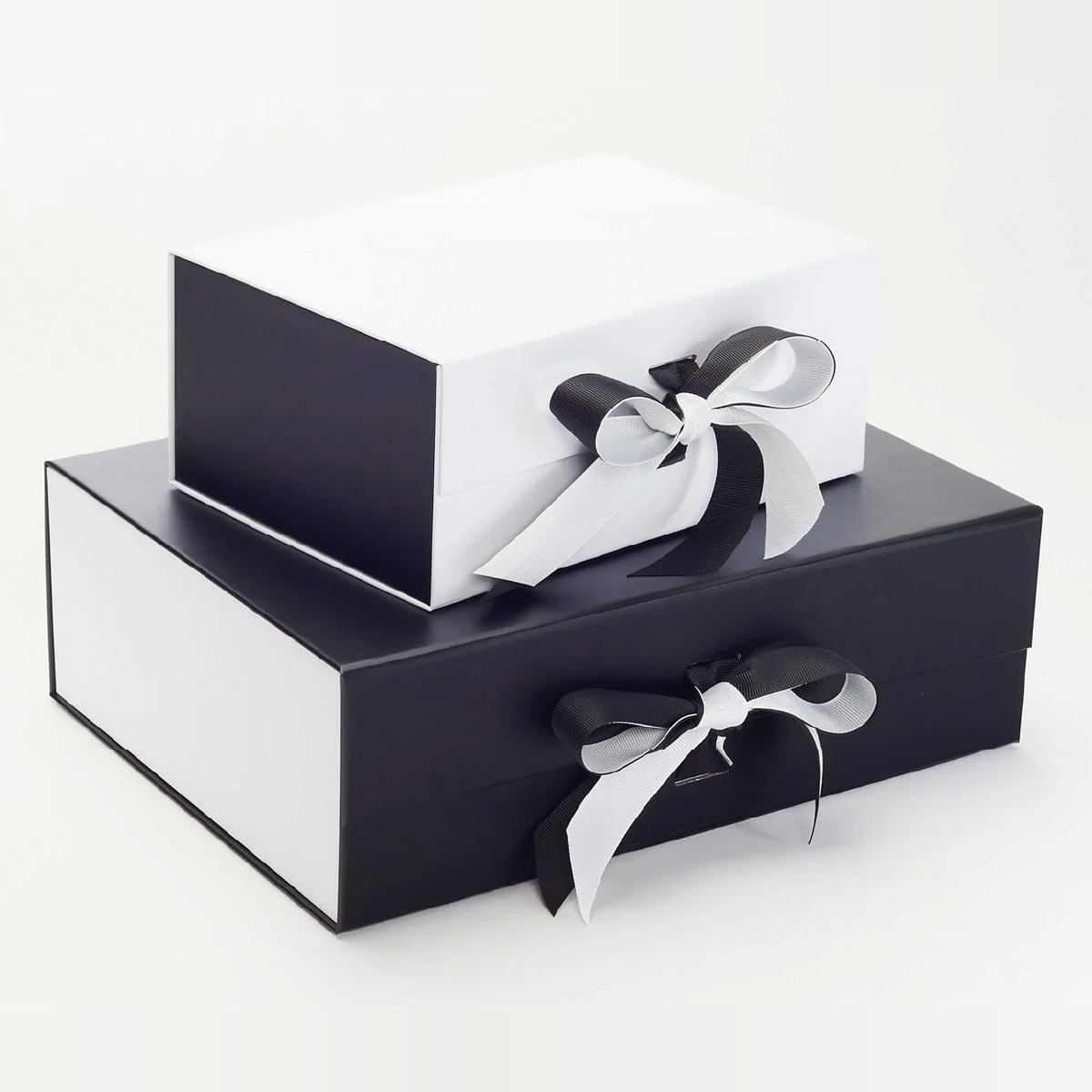 Black and White A4 and A5 Deep Changeable ribbon gift boxes with Matte Side panels