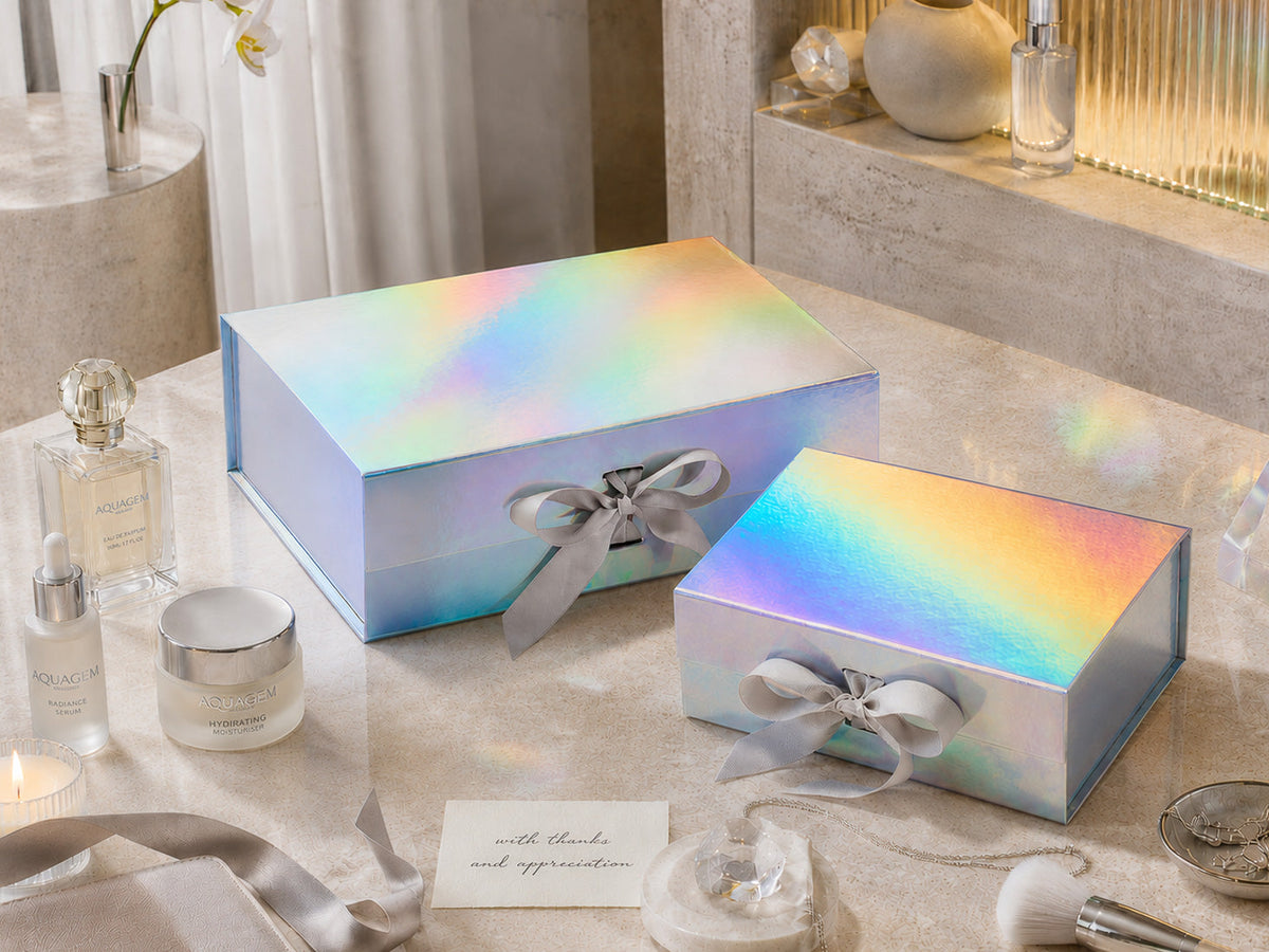 Rainbow Silver Folding Gift Box Sample with Magnetic Closure