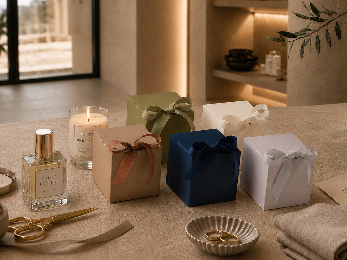 Small Cube SoftBox Carton Gift Box Samples -Try Before Buying Bulk