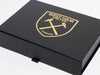 Matt Black A4 Shallow box with West Ham United Gold Foiled logo on a white background