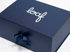 Loaf White Foiled Logo on A3 Deep Navy box with Changeable ribbon
