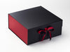 Red Textured FAB Sides® Featured on Black Gift Box with Dark Red Double Ribbon