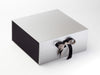 Black Satin Ribbon Featured with Black Gloss FAB Sides® Featured with Silver Gift Box
