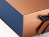 Navy Textured FAB Sides® Featured on Copper Gift Box with Peacoat Double Ribbon Close Up