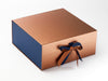 Navy Textured FAB Sides® Featured on Copper Gift Box with Peacoat Double Ribbon