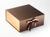 Rose Pink Metallic Sparkle Ribbon Featured on Bronze XL Deep Gift Box with Rose Copper FAB Sides®