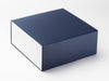 Navy Blue XL Deep Gift Box No Ribbon eaturing White Gloss FAB Sides® Decorative Side Panels