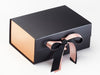 Rose Gold Metallic Sparkle Double Ribbon Featured on Black A5 Deep Gift Box with Rose Copper FAb Sides®