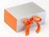 Orange FAB Sides® Decorative Side Panels Featured on Silver A5 Deep Gift Box with Russet Orange Ribbon