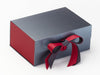 Red Textured FAB Sides® Featured on Pewter A5 Deep Gift Box with Dark Red Grosgrain Ribbon