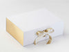 Gold Metallic Sparkle Ribbon Featured on White A4 Deep Gift Box with Gold FAB Sides®