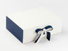 Navy Textured FAB Sides® Featured on Ivory Gift Box with Peacoat Double Ribbon