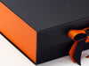 Black Gift Box Featuring Orange FAB Sides® Decorative Side Panels