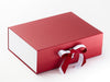 White and Red Metallic Sparkle Double Ribbon on Red A4 Deep Gift Box with White Gloss FAB Sides®