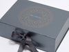 White and Gold Screen Printed Circular Design on Pewter A4 Deep Changeable Ribbon Gift Box