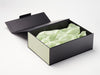 Seafoam Green Tissue Paper Featured on Black No Magnets Gift Box with Sage Green Linen FAB Sides®