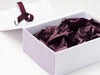 Lavender Linen FAB Sides® Featured on White Gift Box with Midnight Plum Tissue and Ribbon