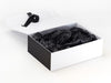 White Gift Box Featured with Black Tissue Paper and Black Matt FAB Sides®