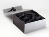 Silver Gift Box Featured with Black Tissue Paper and Black Matt FAB Sides®