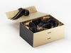 Black Grosgrain Ribbon and Black & Gold Tissue with Black Matt FAB Sides® Featured on Gold Gift Box