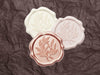 Chocolate Brown Tissue Paper Featuring Ivory, Pale Pink and Rose Gold Wax Seals
