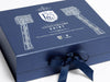 Navy A4 Deep Changeable Ribbon Gift Boxes with Digitally Printed 125 Years Anniversary Shirt design on lid
