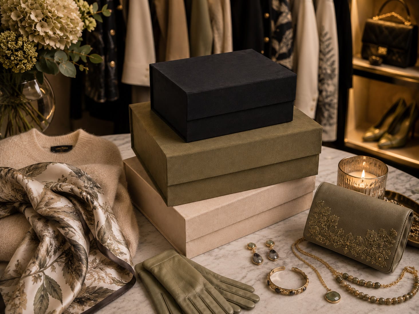 Black Faux Suede Gift Box for Couture Clothing