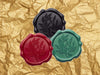 Gold Tissue Paper with Black, Red and Forest Green Wax Seals