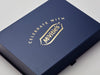 Gold Foil Logo Featured on Navy Shallow Gift Box