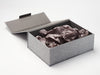 Slate Grey Tissue Paper Featured in Grey Linen No Magnets Gift Box