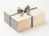 Metal Grey Ribbon Featured with Hessian Linen Gift Box with Grey Linen FAB Sides®