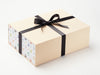 Black Satin Ribbon Featured on Hessian Linen Gift Box with Paw Prints FAB Sides®