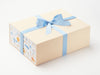 French Blue Ribbon Featured on Hessian Linen Gift Box with Rainbow Zoo FAB Sides®