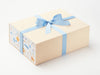 French Blue Ribbon Featured on Hessian Linen Gift Box with Rainbow Zoo FAB Sides®