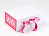 Hot Pink Satin Ribbon Featured with Hot Pink Hearts FAB Sides® on White Gift Box