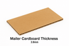 Cardboard sheet with thickness measurement on a white background
