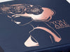 Navy Blue Gift Box with Rose Gold Custom Foil Logo