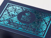 Navy Blue Folding Gift Box with Custom Turquoise Custom Printed Design