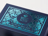 Navy Blue Luxury Gift Box with Turquoise Foil Design