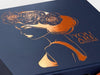 Navy Blue Gift Box with Custom Printed Copper Foil Design
