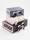 Pale Pink Satin Ribbon Featured with Pale Pink Hearts FAB Sides® Featured on Various Gift Boxes