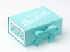Robin Egg Blue A5 Deep Gift Box Featured with White Heart FAB Sides® and Custom White Logo Print to Lid