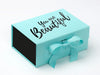 Robin Egg Blue A5 Deep Gift Box Featured with Black FAB Sides® and Custom Black Logo Print to Lid