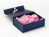 Rose Pink Tissue Paper Featured in Navy Gift Box with Navy Blue FAB Sides®