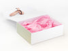 Rose Pink Tissue Paper Featured in White Gift Box with Sage Green FAB Sides®