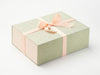 Sage Green A4 Deep Gift Box with Hessian FAB Sides® and Peach Fuzz Ribbon