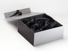 Black Tissue Paper Featured with Black Matt FAB Sides® on Silver Gift Box