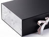 Smoke Grey Marble FAB Sides® Featured on Black Gift Box with Silver Sparkle and Silver Grey Satin Ribbon