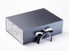 White Sparkle Satin Ribbon with Smoke Grey Marble FAB Sides® Featured on Pewter Gift Box