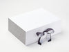 Charcoal Ribbon Featured on White Slot Gift Box No Magnets with Grey Linen FAB Sides®